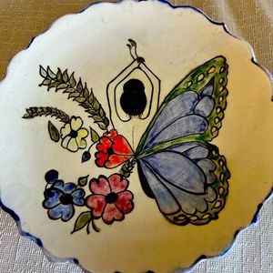 Turkish pottery tile art Decorative wall plate.. Hand painted and ovened